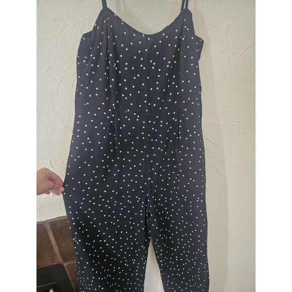 Roxy Polk A Dot Blk White Wide-Leg Jumpsuit M - Picture 4 of 6